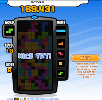 Tetris Battle 15層馬拉松式玩法結果